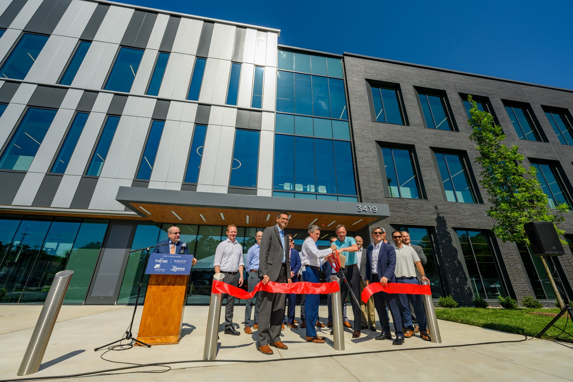 BPGS, BPG, and public officials cut ribbon for Marlette funding new office building